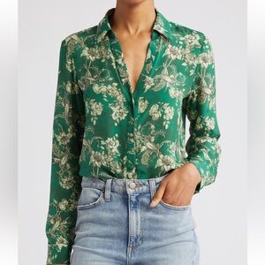 Green Floral silk blouse from Alice and Olivia in size small.